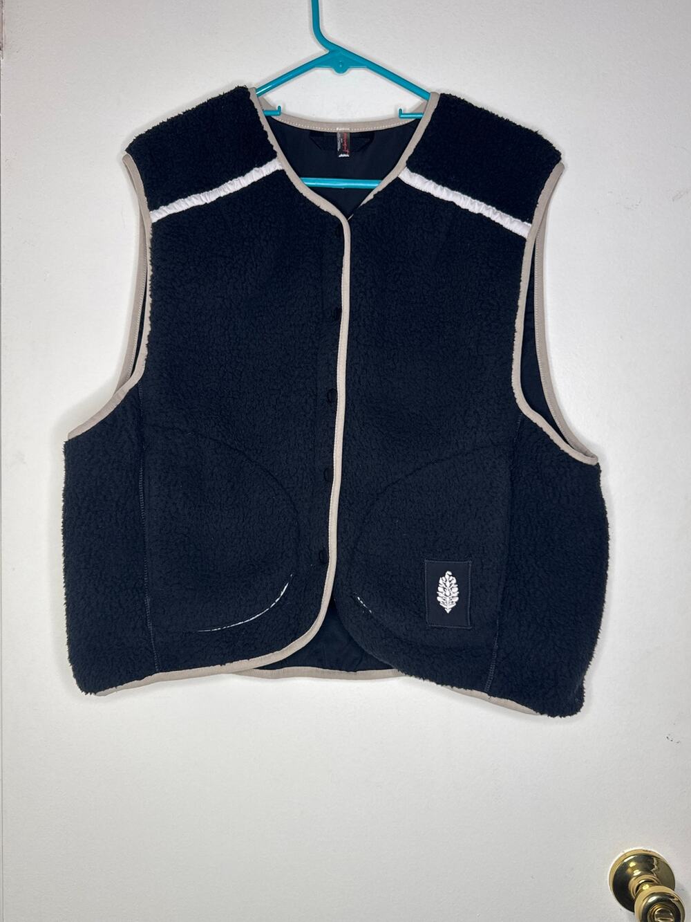 FP Movement Free People Mountain High Sherpa Fleece Vest - Black- Size XS